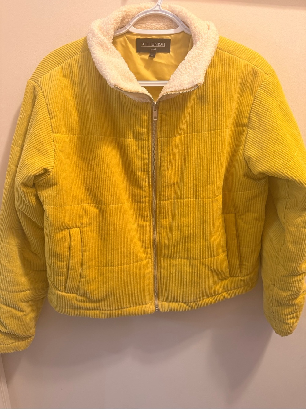 Kittenish yellow corduroy Sherpa collar zip jacket Jessee James Decker size S